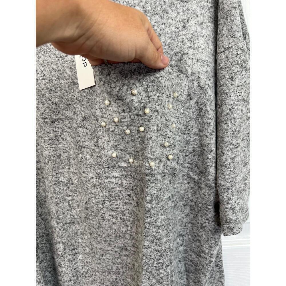 WORKSHOP Republic Size S Heather Grey Pearl Soft Knit Top Athleisure Casual - Picture 3 of 15